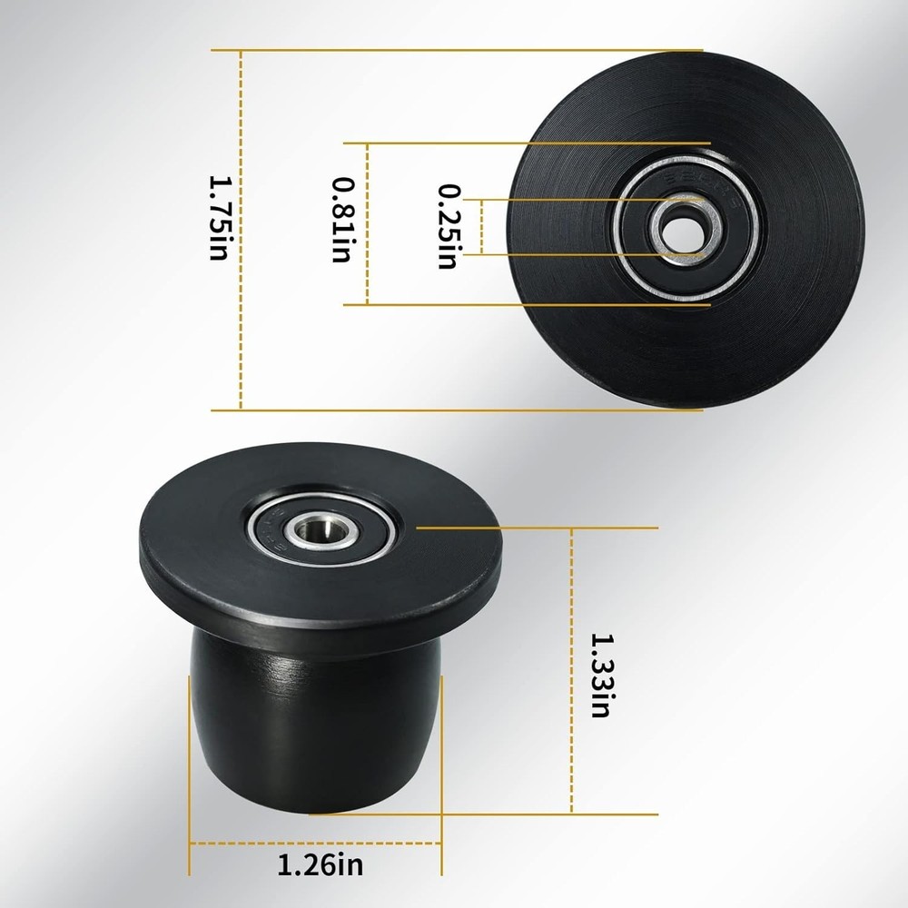 4 Pack Replacement Glide Wheels Rollers with Bearings 1/4 Inch Hole Black