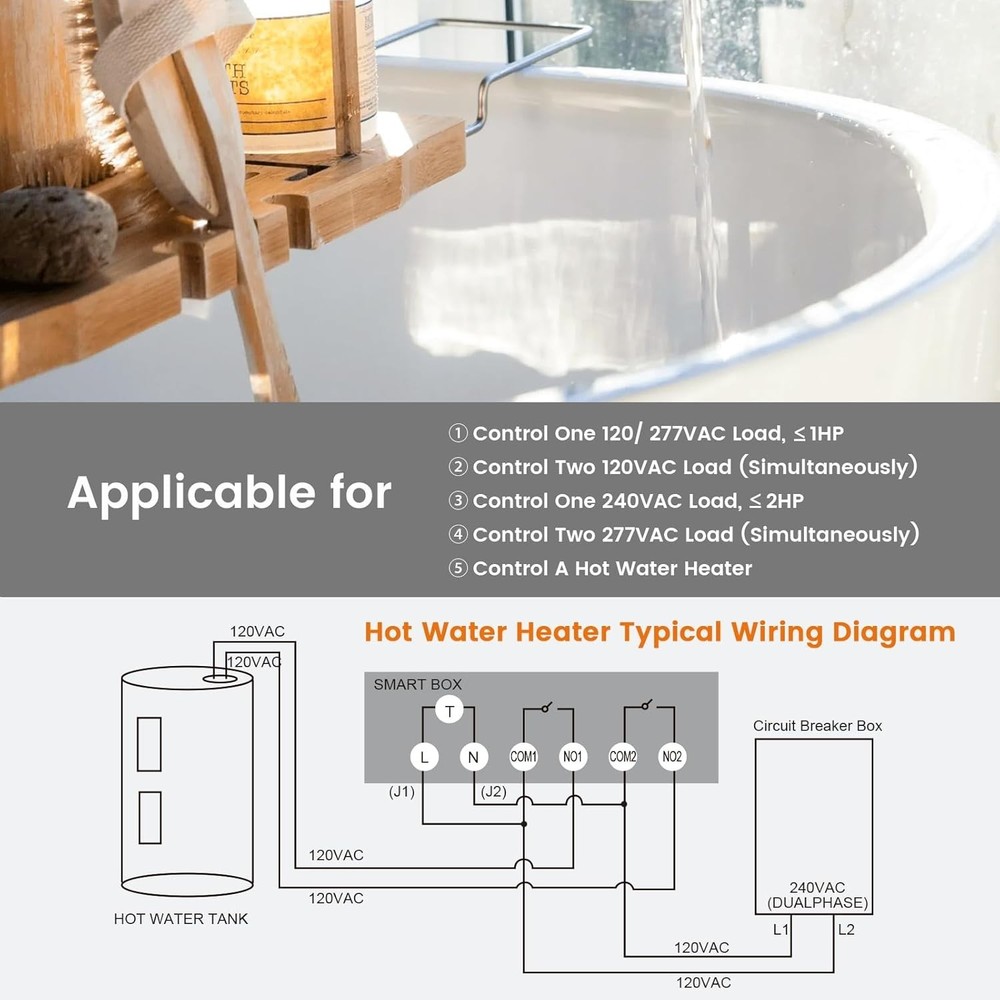 Pool Timer Wifi Switch 40AMP Indoor Outdoor Smart Control 120V 240V