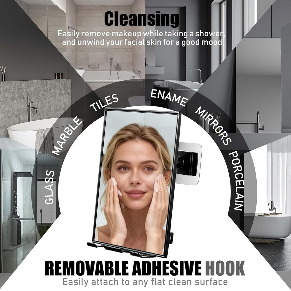 Shower Mirror for Shaving 360� Rotation Adjustable W/ Squeegee & Razor Holder
