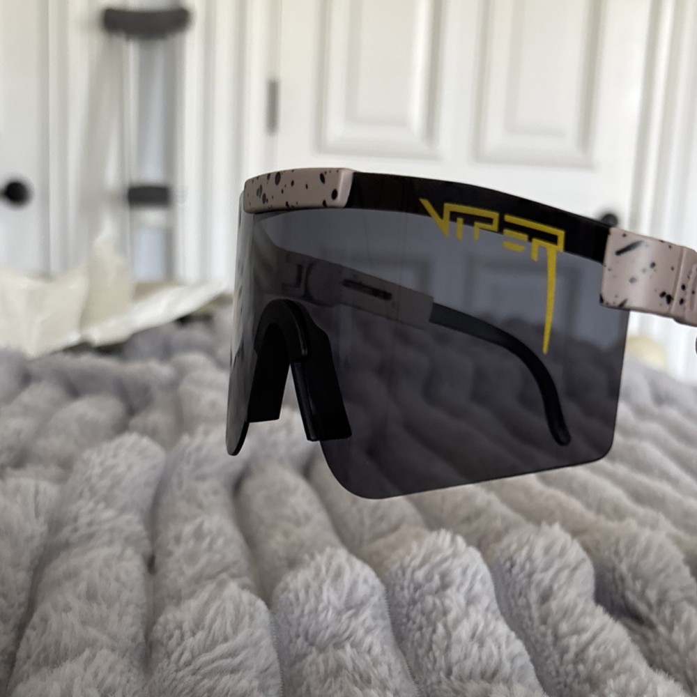 Pit Viper Multicolor Plastic Frame Black Lens Wrap Cycling Sunglasses