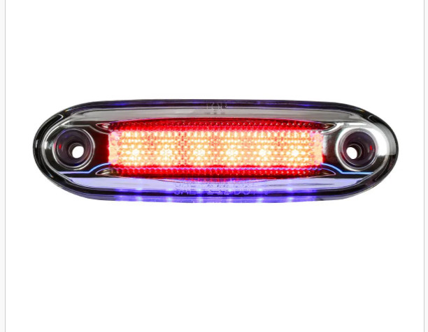 5-1/8″ RECTANGULAR RED LED SIDE MARKER LIGHT WITH BLUE UNDER GLOW EFFECT