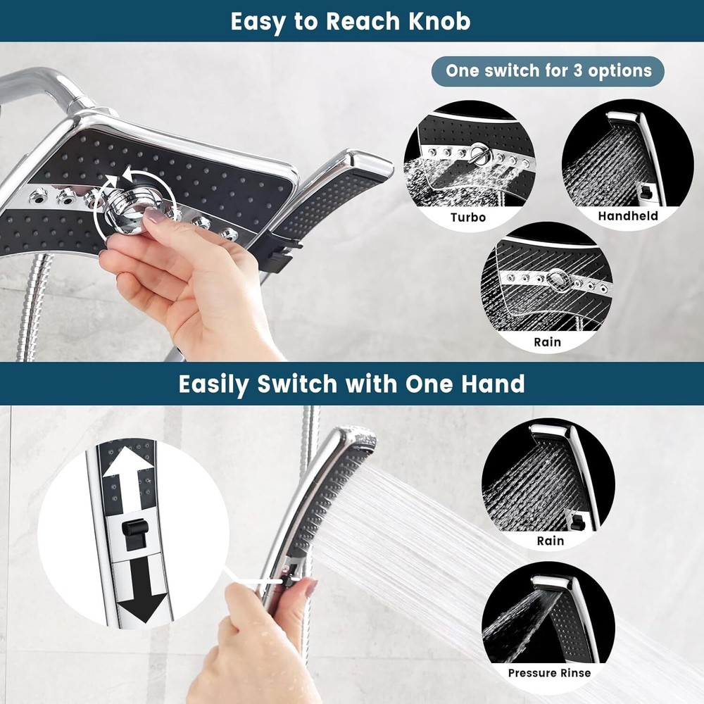 Dual Showerhead Combo Set, Handheld Showerhead Rainfall Showerhead Combo