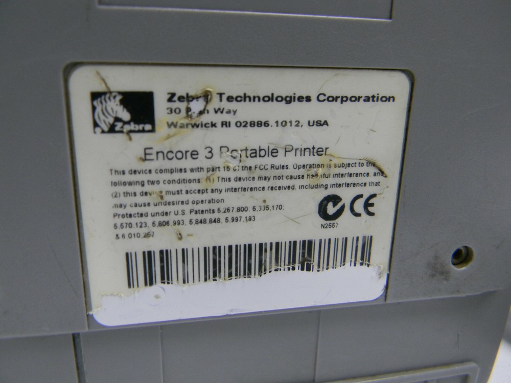 Zebra Encore 3 Portable Printer with Battery and Power Adapter #732