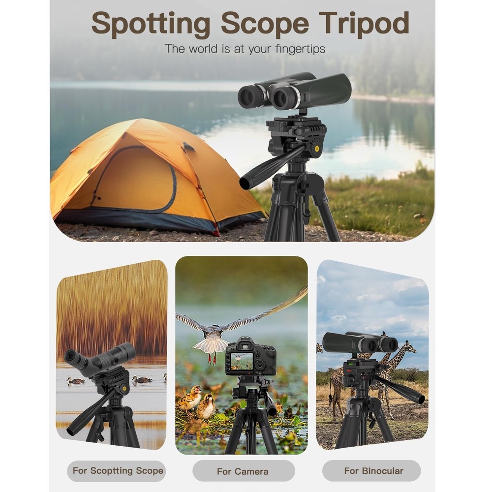 69” Tripod for Spotting Scopes, Binocular & Camera, Includes Binocular Ada