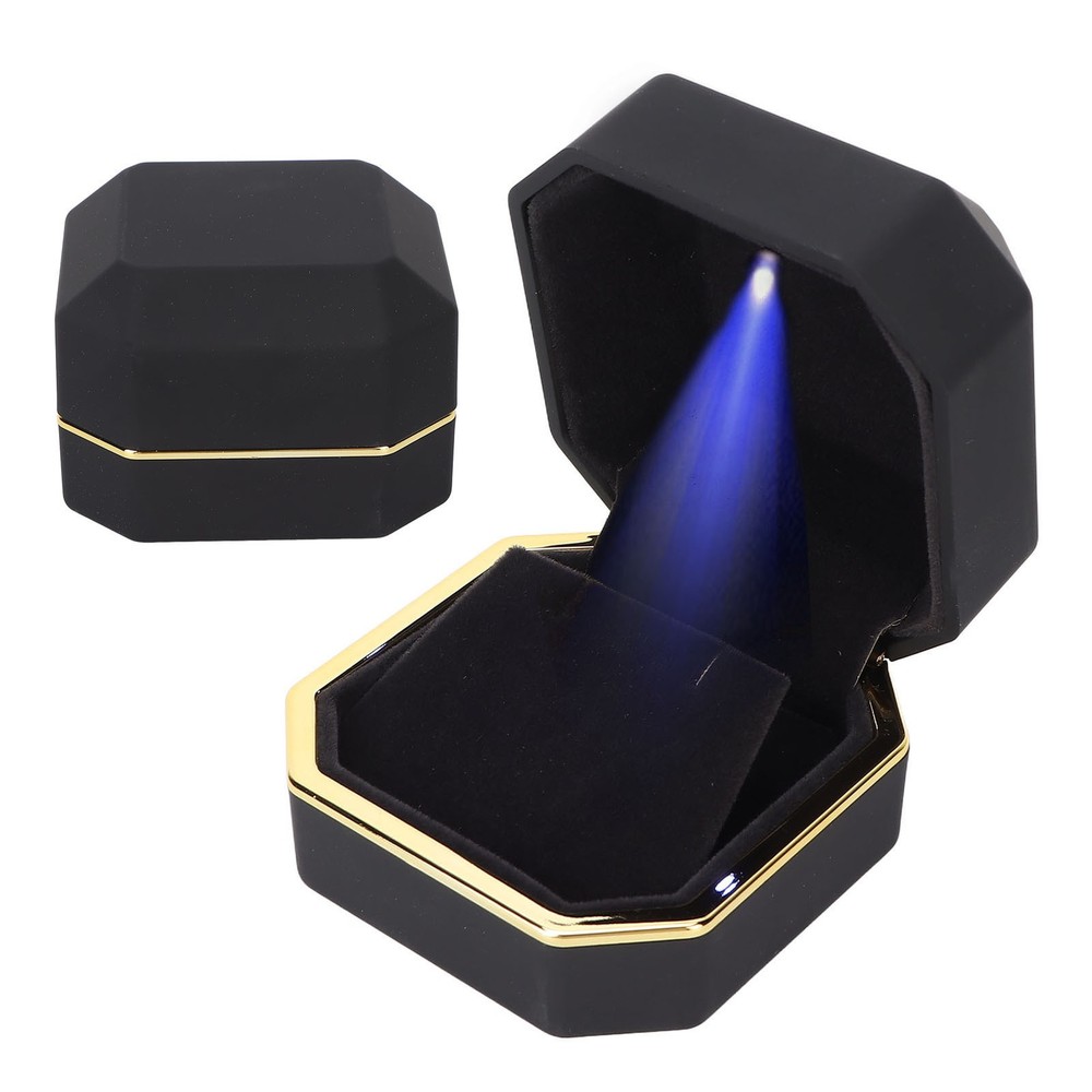 LED Lighted Jewelry Gift Box Earring Ear Stud Display Case For Proposal WT
