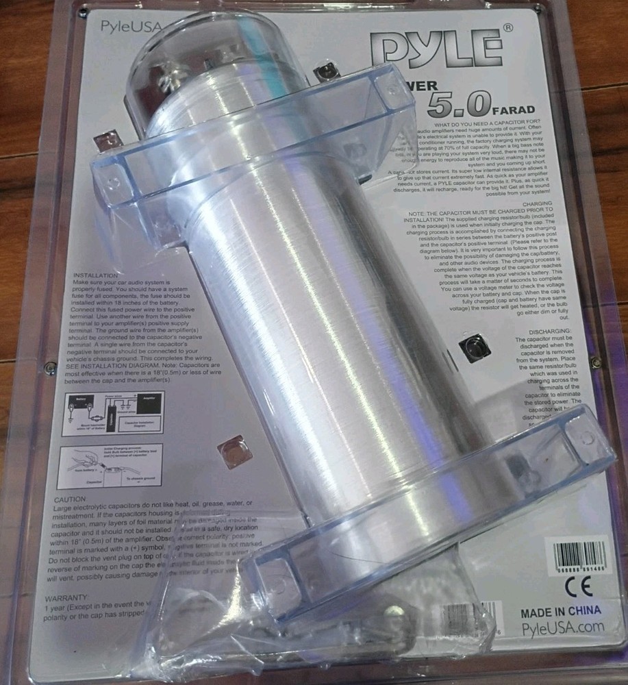 Pyle PLCAPE50 5F 12-24VDC High Performance Digital Power Capacitor