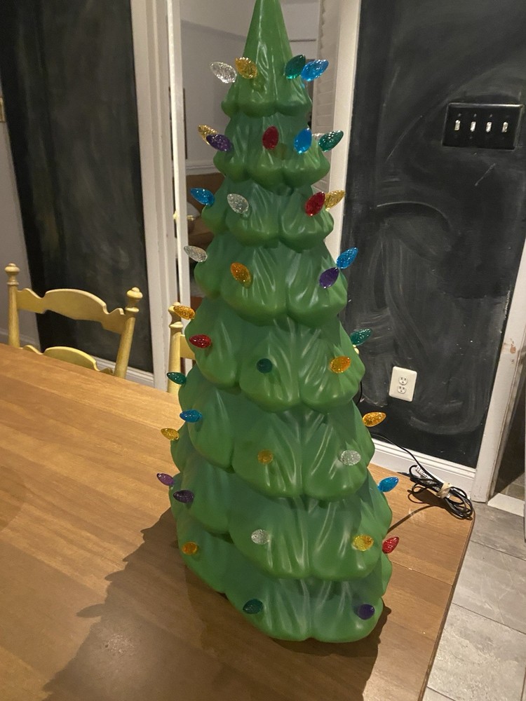 Plastic Blow Mold Lighted Christmas Tree 27”