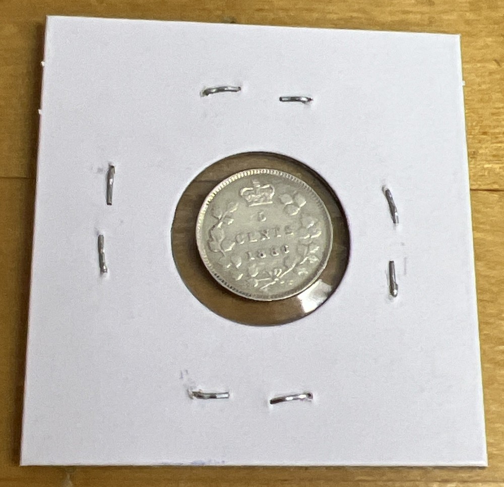 1886 Canada 5 Cents Silver Coin Great Condition