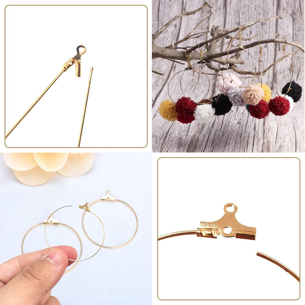 Earring Making Kit with 940 PCS Beading Hoop Finding Component Silver