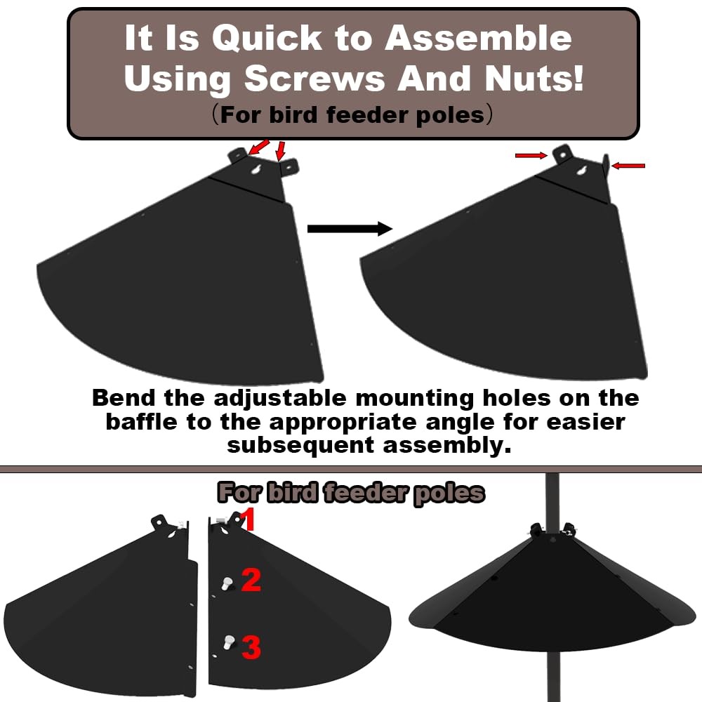 20 Inch Squirrel Baffle for Bird Feeder Pole, Adjustable Opening Size, for Up...