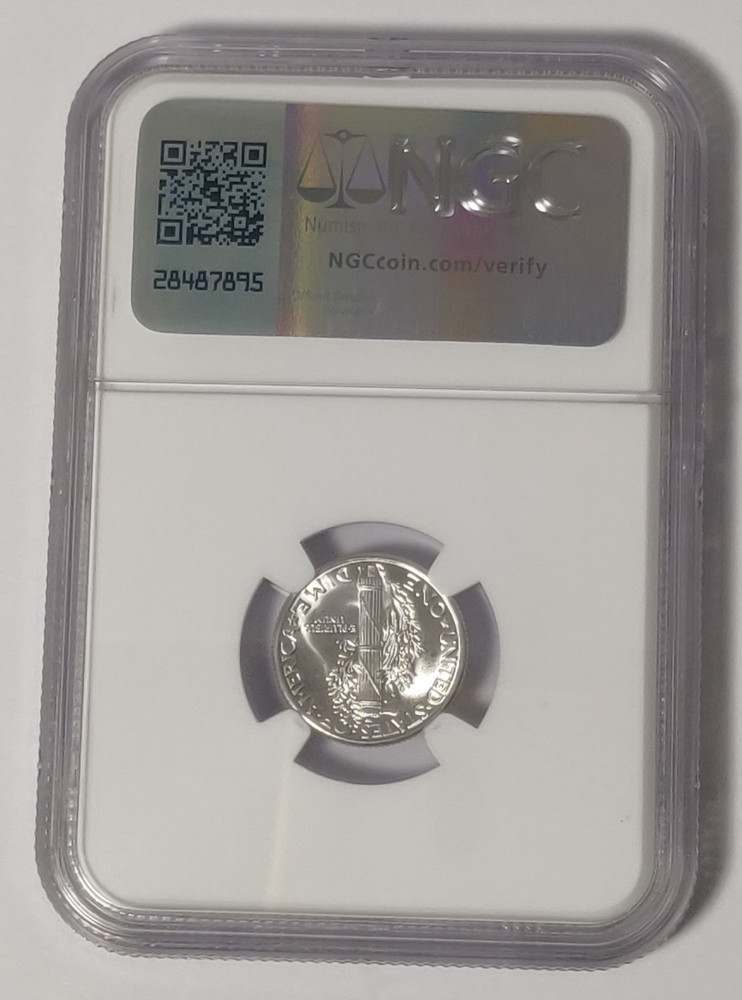1935 MERCURY SILVER DIME NGC MS 65