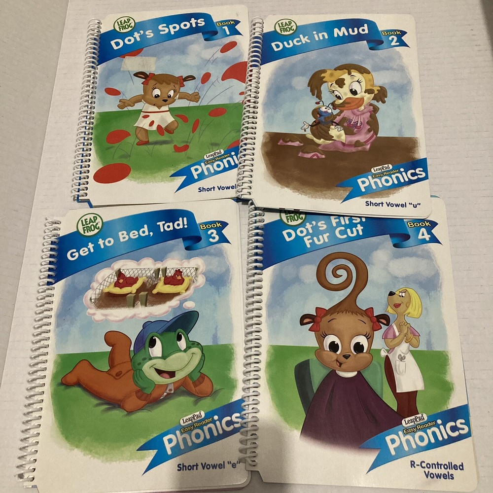 Leap Frog LeapPad Easy Reader Phonics Interactive Books Long Short Vowel 1-4