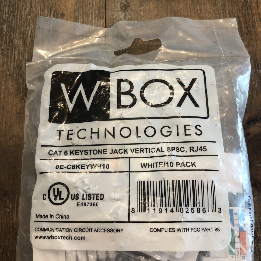 W Box Cat6 Keystone High Quality Vertical insert 8P8C, White - 10 Pack