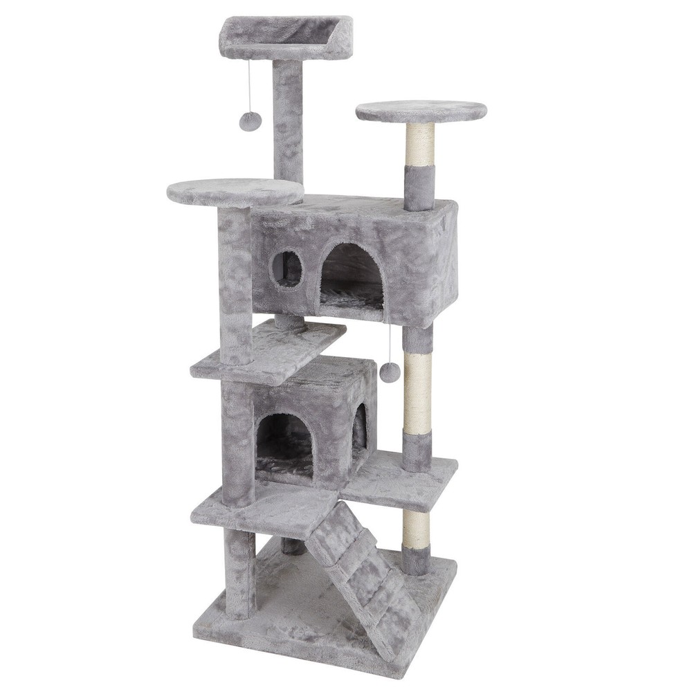 53" Cat Tree Condo Tower Scratching Post Playhouse Activity W/ Cave & Ladders