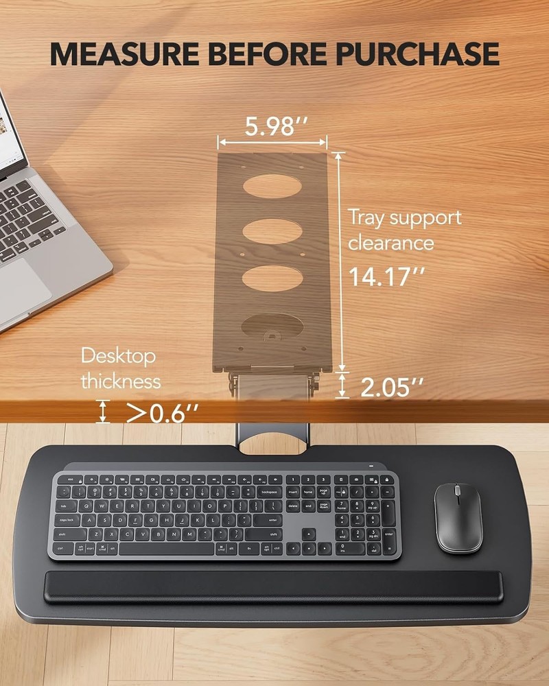 Multi-Function Under Desk Keyboard Tray AdjustableSlide Out Keyboard Tray