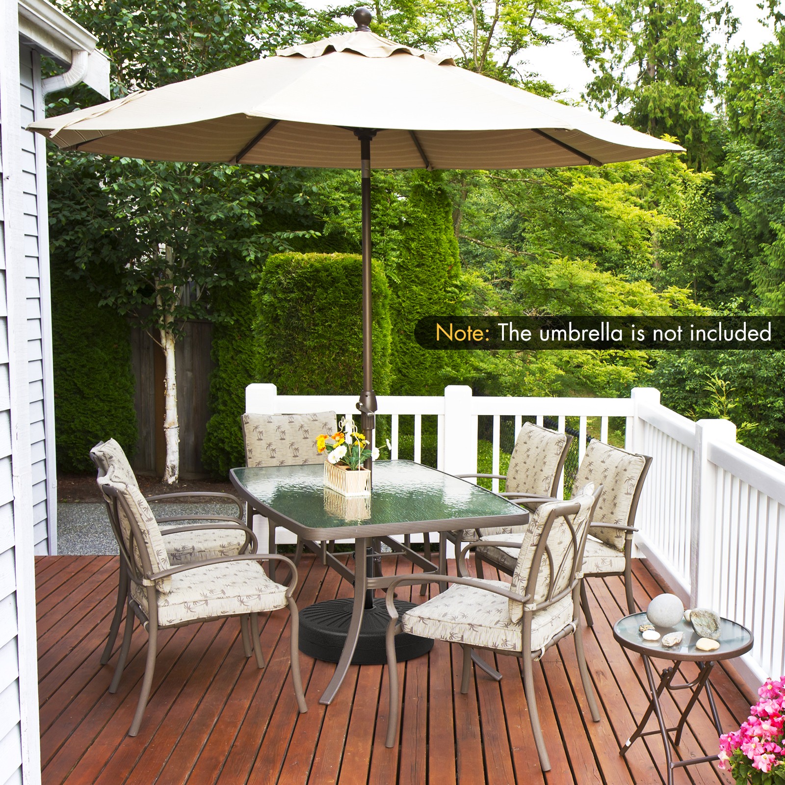 19.5" Fillable Round Umbrella Base Stand Holder Patio Heavy-Duty Pole 1.5"/1.9"