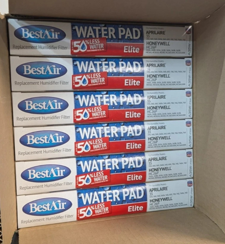 BestAir Water Pad Elite A35W Humidifier Wick Filter Case of 6 Filters A35W-PDQ-6