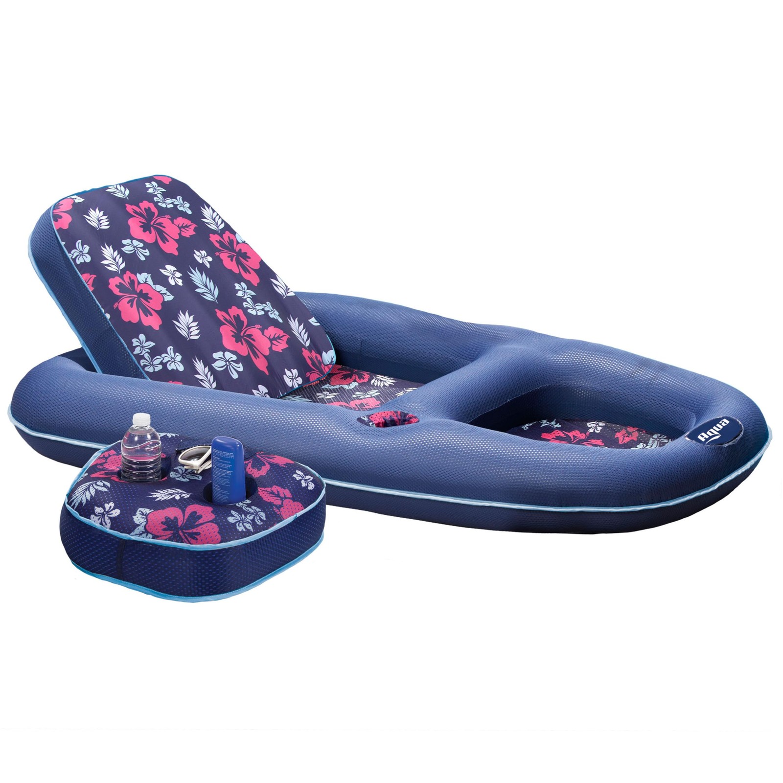 Aqua Campania Ultimate 2-in-1 Pool Recliner Lounge Extra Large Navy Hibiscus