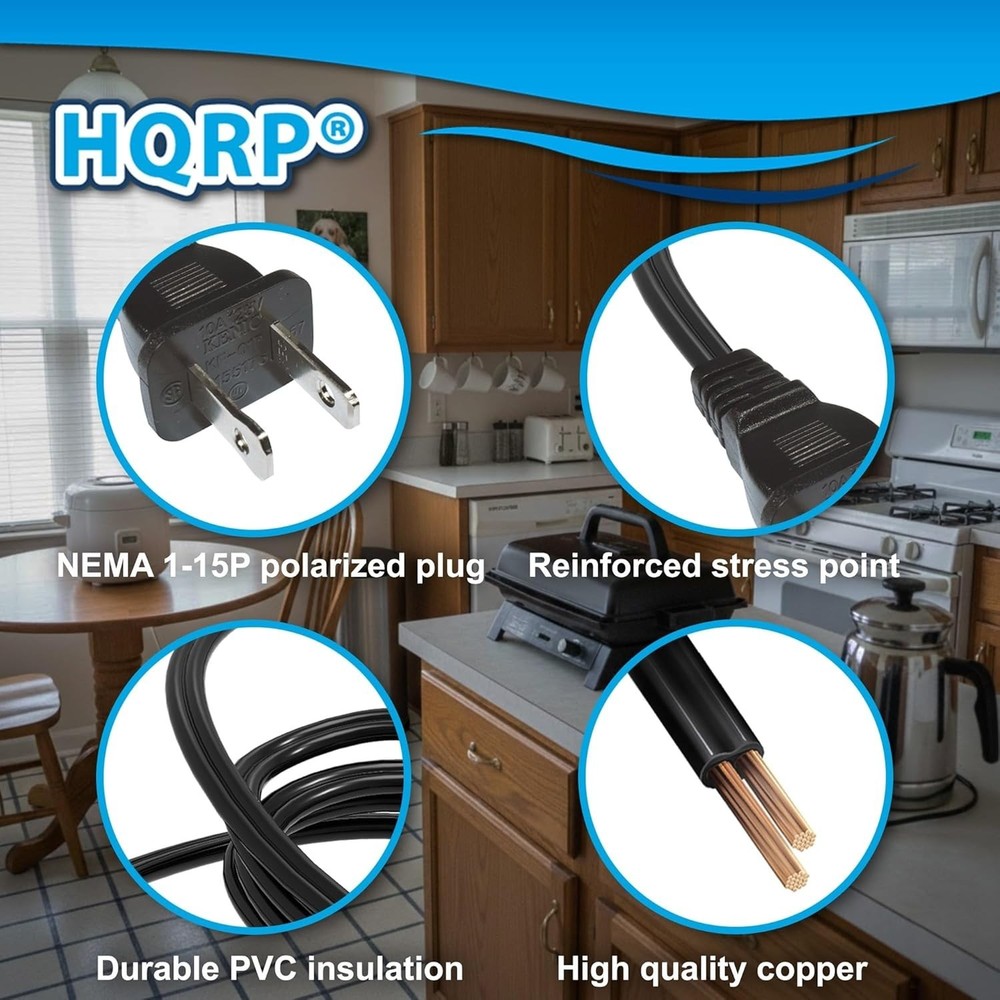 3ft 2-Prong Power Cable Cord for Percolators & Many Small Electronics Appliance