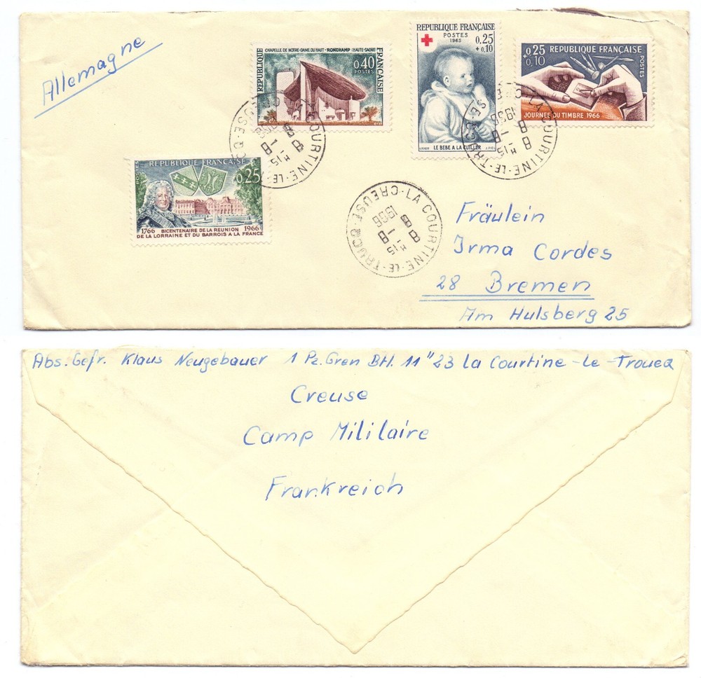 99334 - document - La Courtine 8.8.1966 to Bremen
