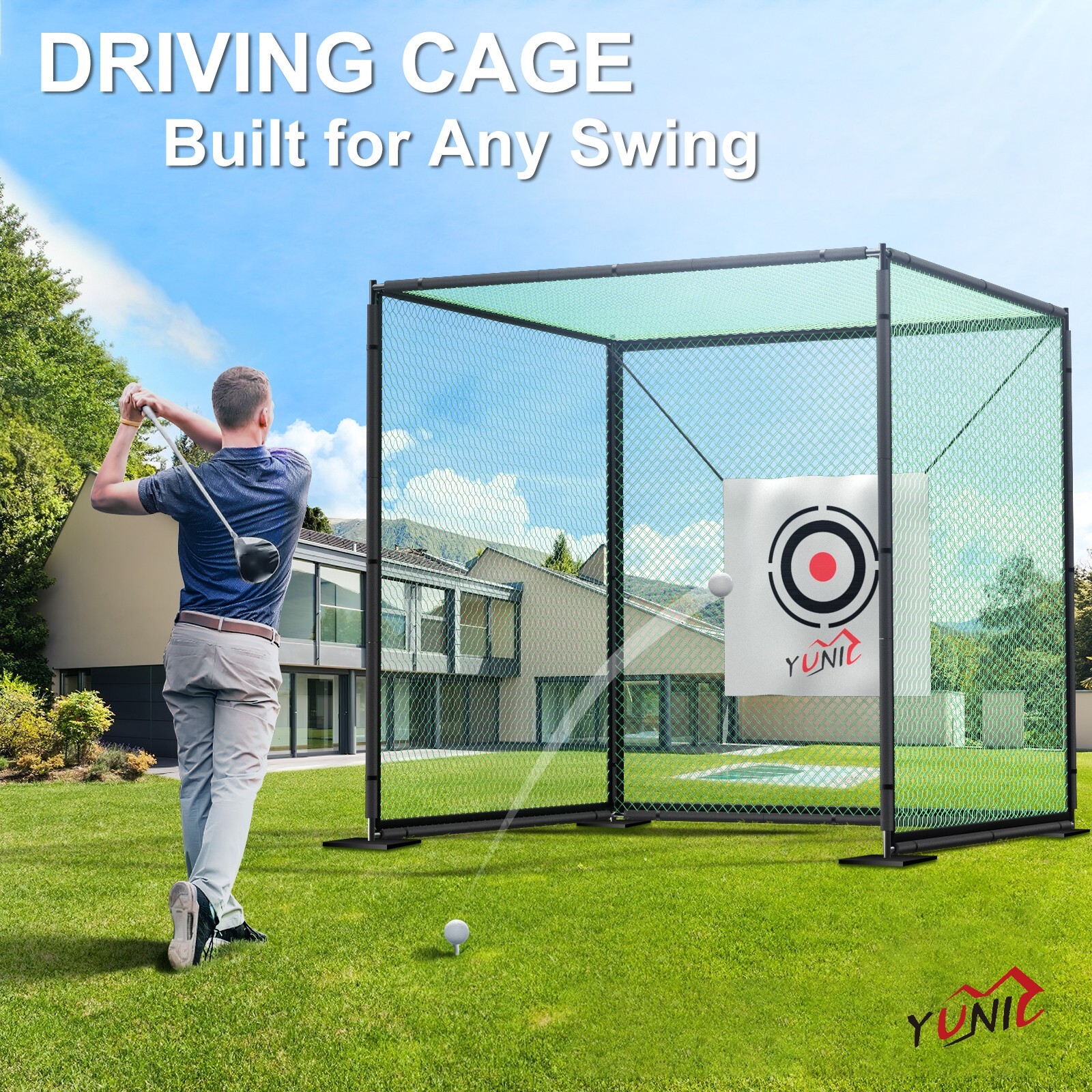 Premium Steel Metal Golf Cage 10ft x 8ft x 8ft Training Aids Chipping Practice