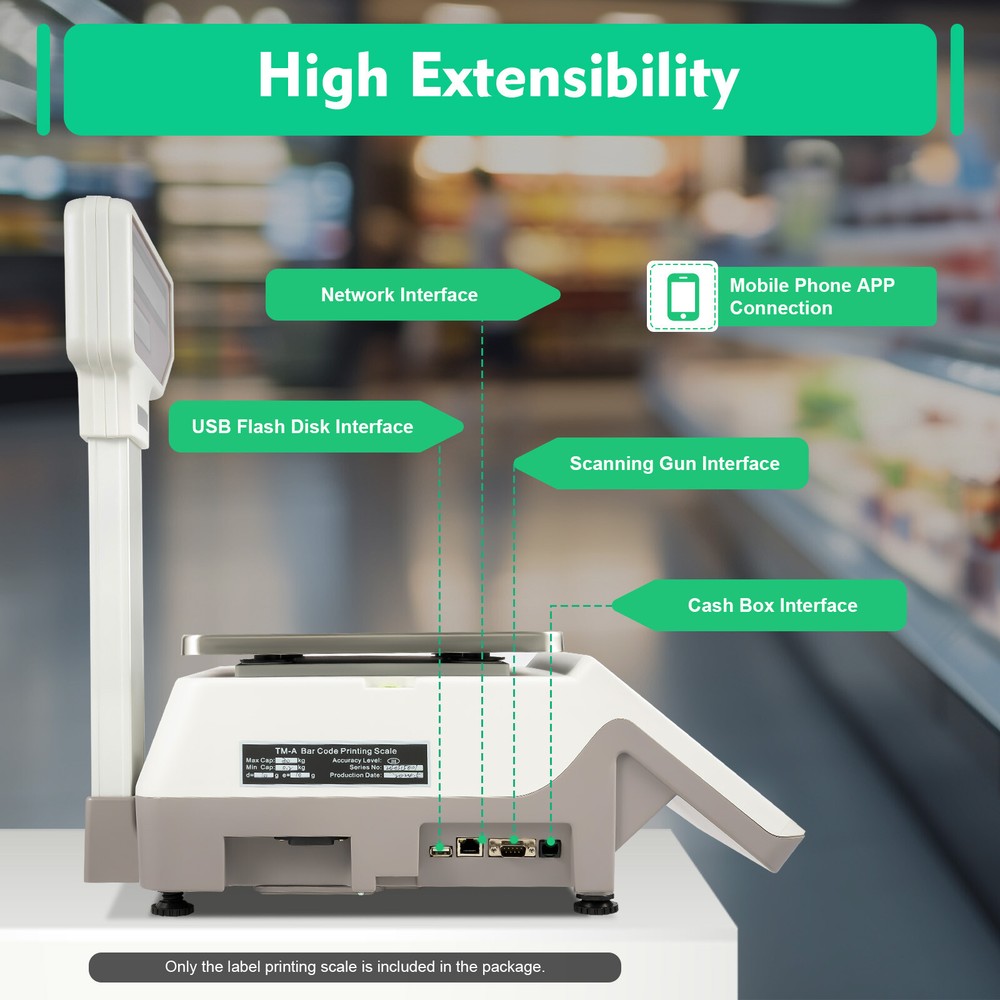 Digital Electronic Weight Scale Price Computing Thermal Label Printer Commercial