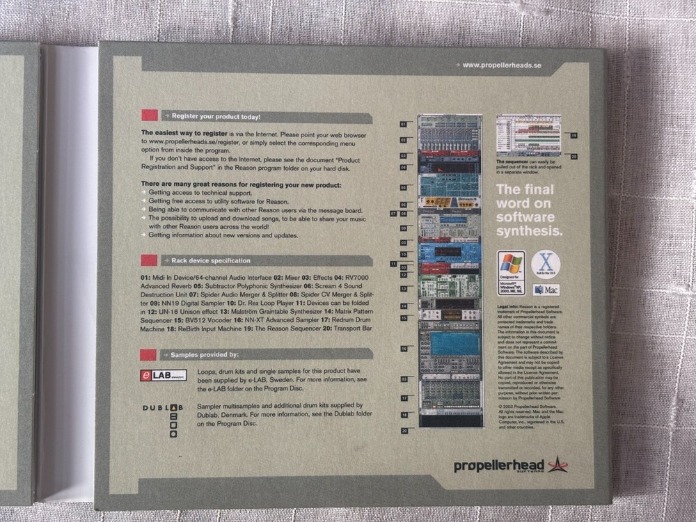 Propellerhead Reason 2.5 Software & Tutorial Disc- No License No- Disc's Only