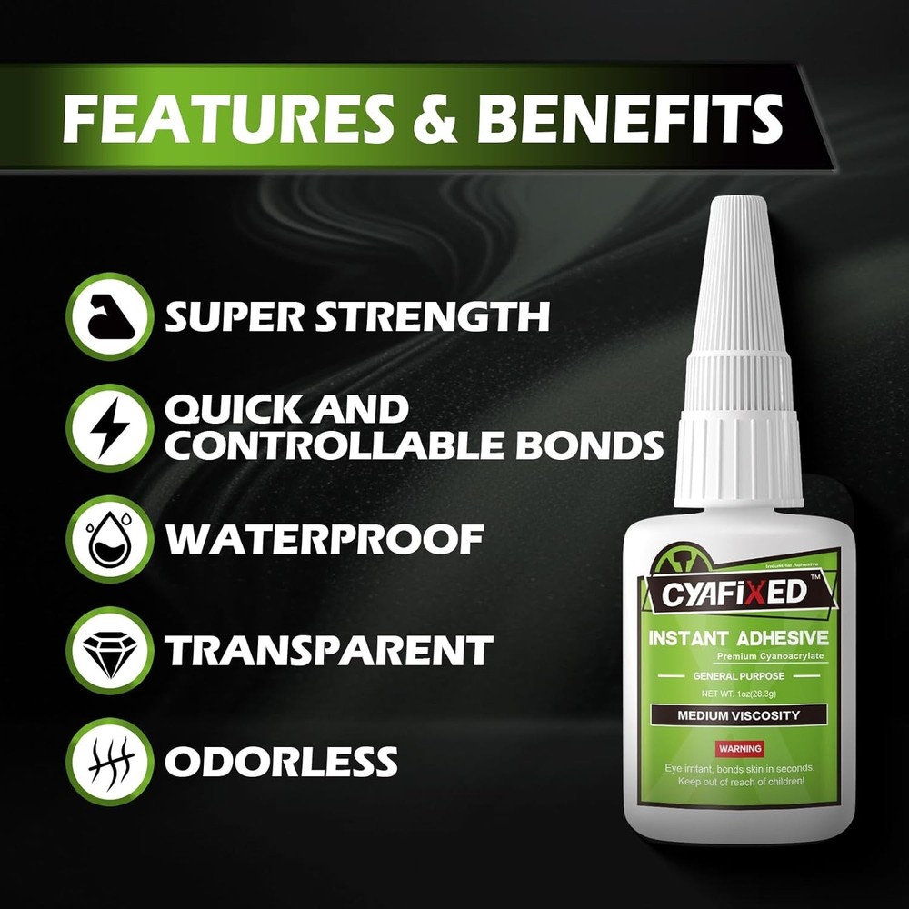 Precision Medium Super Glue - Waterproof CA Glue with Microtip for Crafts & R...