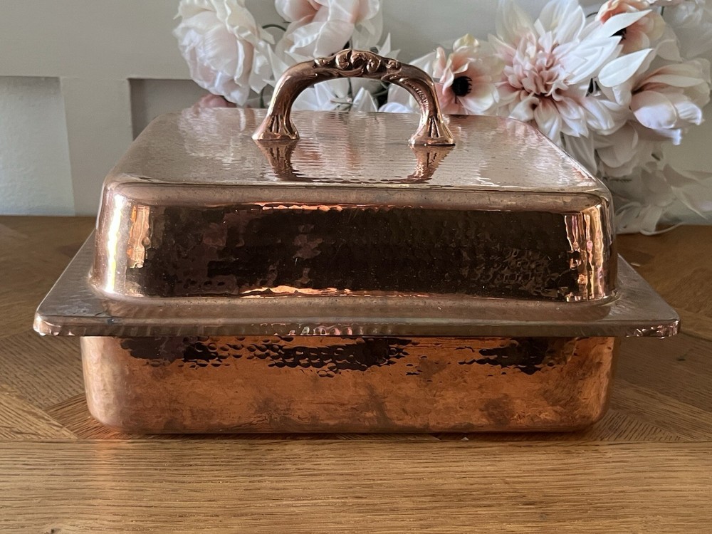Hammered Copper Large Chafing Dish By Warwick