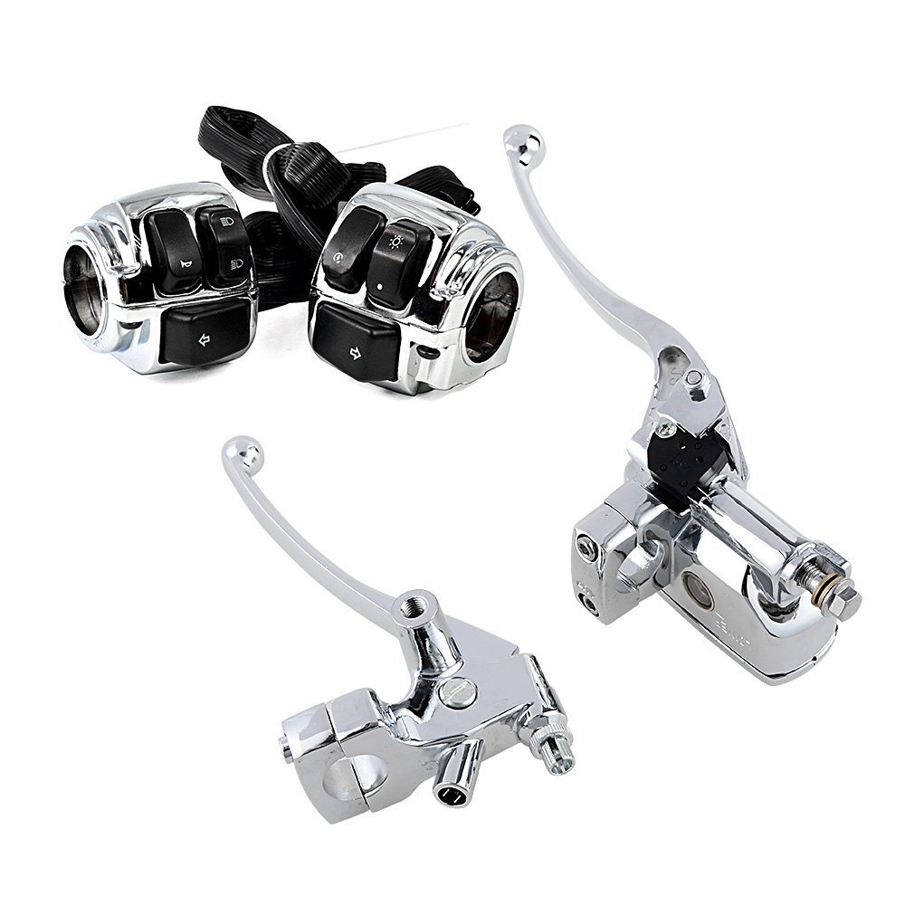 Chrome 1" Switch Control Housing + Master Cylinder Brake Clutch Lever For Harley