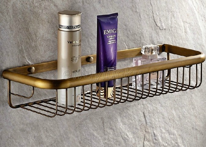 45cm Antique Brass Bathroom Accessory Shower Shelf Storage Basket Holder wba031