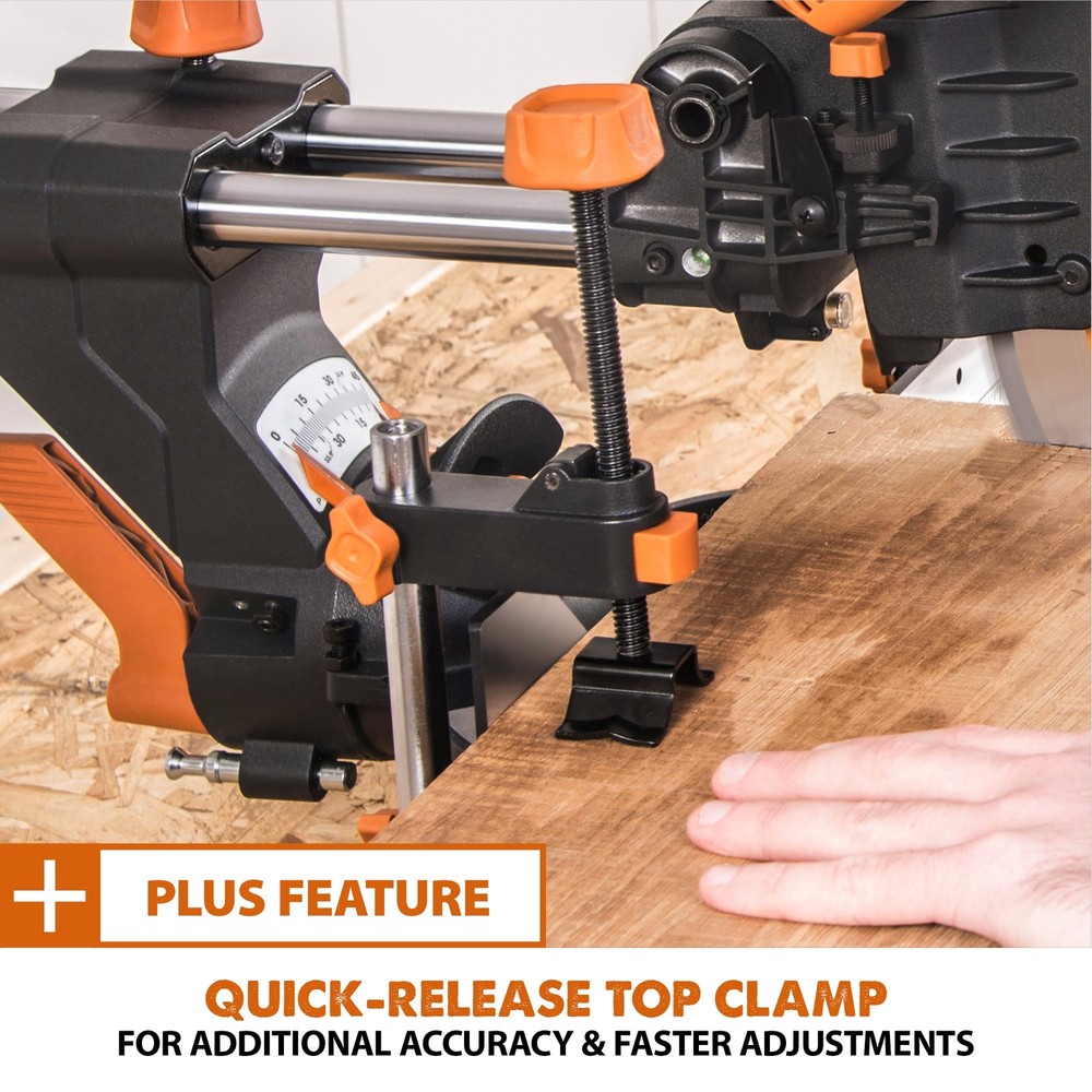 Evolution R255SMS-DB+: Dual Bevel Sliding Miter Saw With 10 in. Multi-Material C