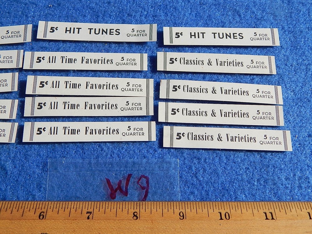 Seeburg V3WA wall box Program Holder Record Classification Strips - 20 each