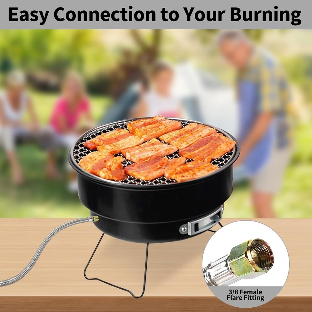 24 FT Propane Hose Extension High Pressure Braided Silver