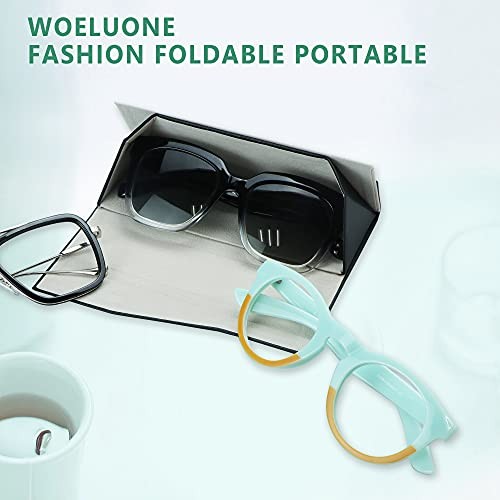 2 Pack Eyeglass Case Hard Shell with Foldable Design, Zdqtdh_black(2 Pack)