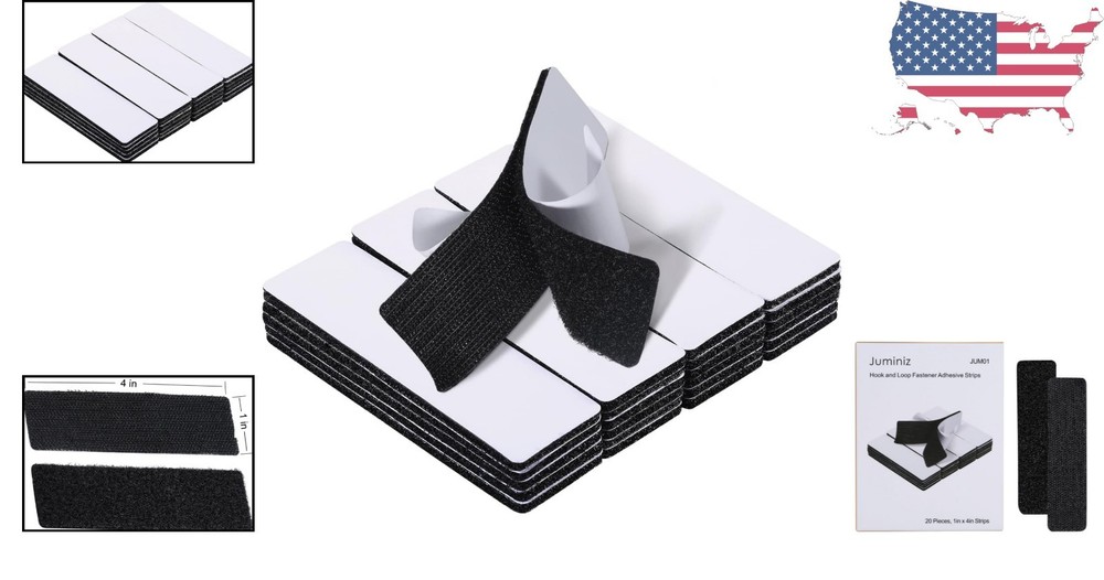 Customizable 1x4 Inch Adhesive Fastener Strips - 20 Sets for Maximum Versatility