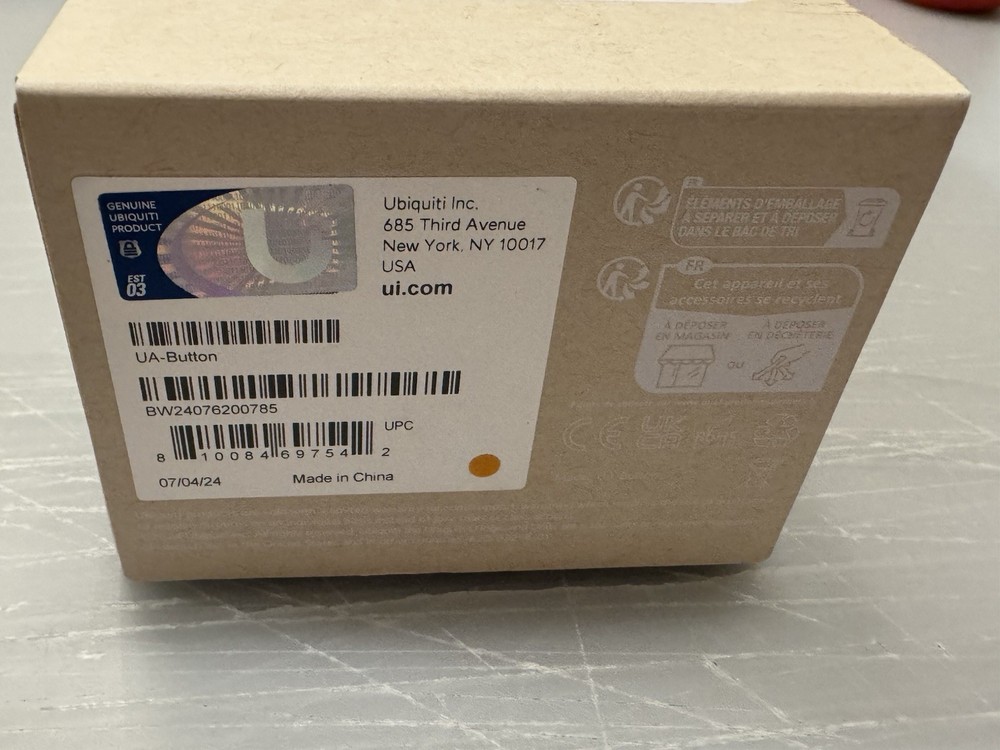 Ubiquiti UA-Button Push-To-Exit Access Button for Unifi Access Hubs