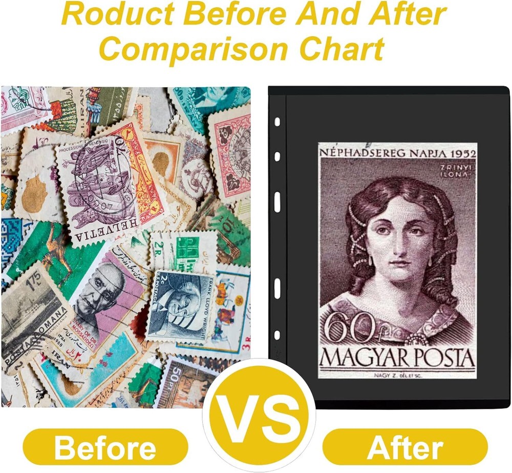 10 Sheets Stamp Pages for Stamp Album Binder, Collecting Supplies Book