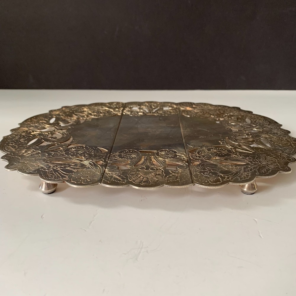 VINTAGE IFS LTD 40 SILVER PLATED TRIVET EXPANDABLE z