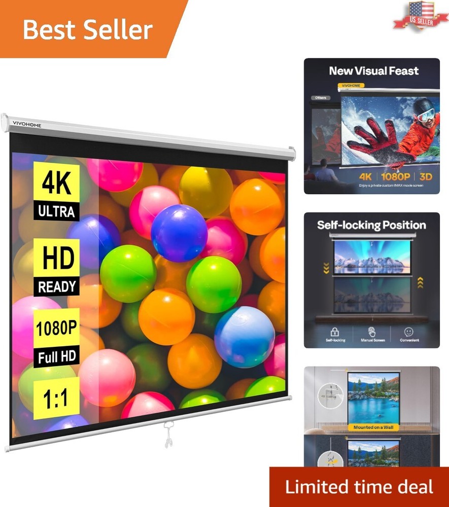 Robust 120 Inch Projector Screen with Self-Locking Mechanism for Easy Viewing