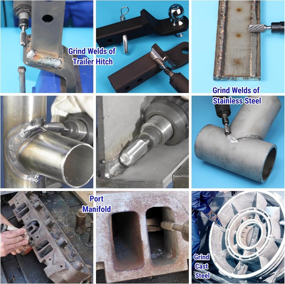 Professional Grade 10-Pc Die Grinder Bits in Red Box - Durable & Precise Cutting