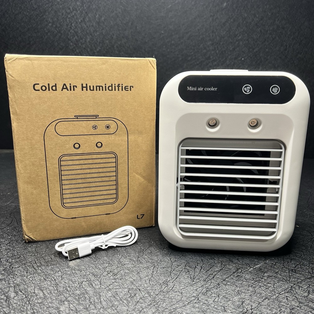 Mini Portable Air Conditioner & Cool Mist Humidifier Charging Cable Included