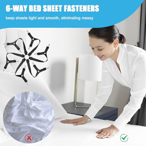 Bed Sheet Holder Straps, Adjustable Elastic Fitted Sheet Strap Tablecloth Clip