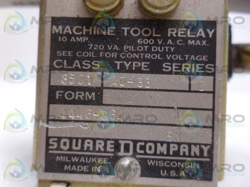 SQUARE D 8501-A0-33 RELAY UNMP