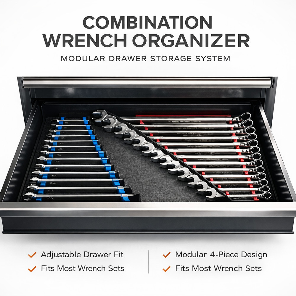 Combination Wrench Organizer Tool Drawer Storage Modular Metric SAE
