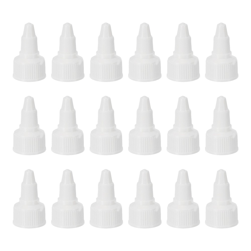 18Pcs 20/410 Plastic Ribbed Edge Squeeze Bottle Replacement Caps, White