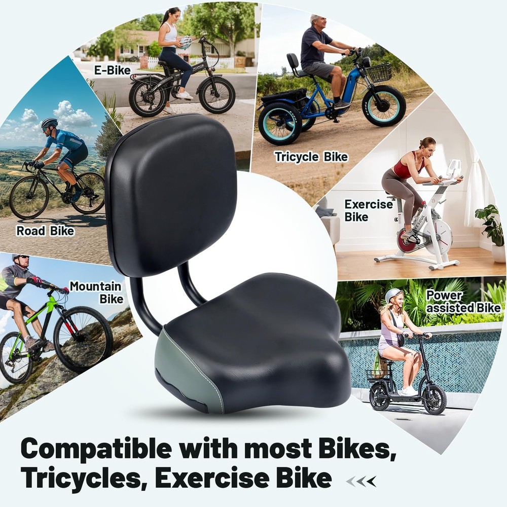 WEEROCK Bike Saddle Bicycle Seats Oversized Comfortable with Backrest Replace...