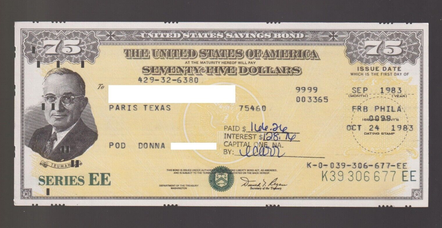 1983 UNITED STATES $75 SAVINGS BOND Crisp Truman Philadelphia