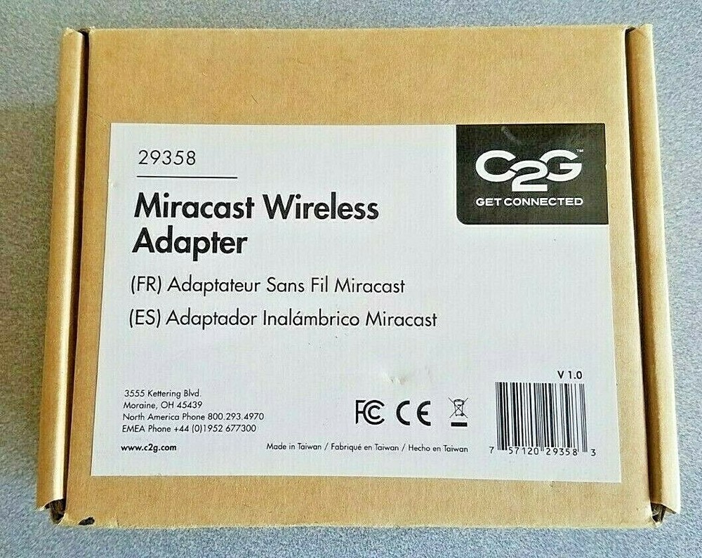 C2G 29358 Miracast Wireless Network Adapter - New