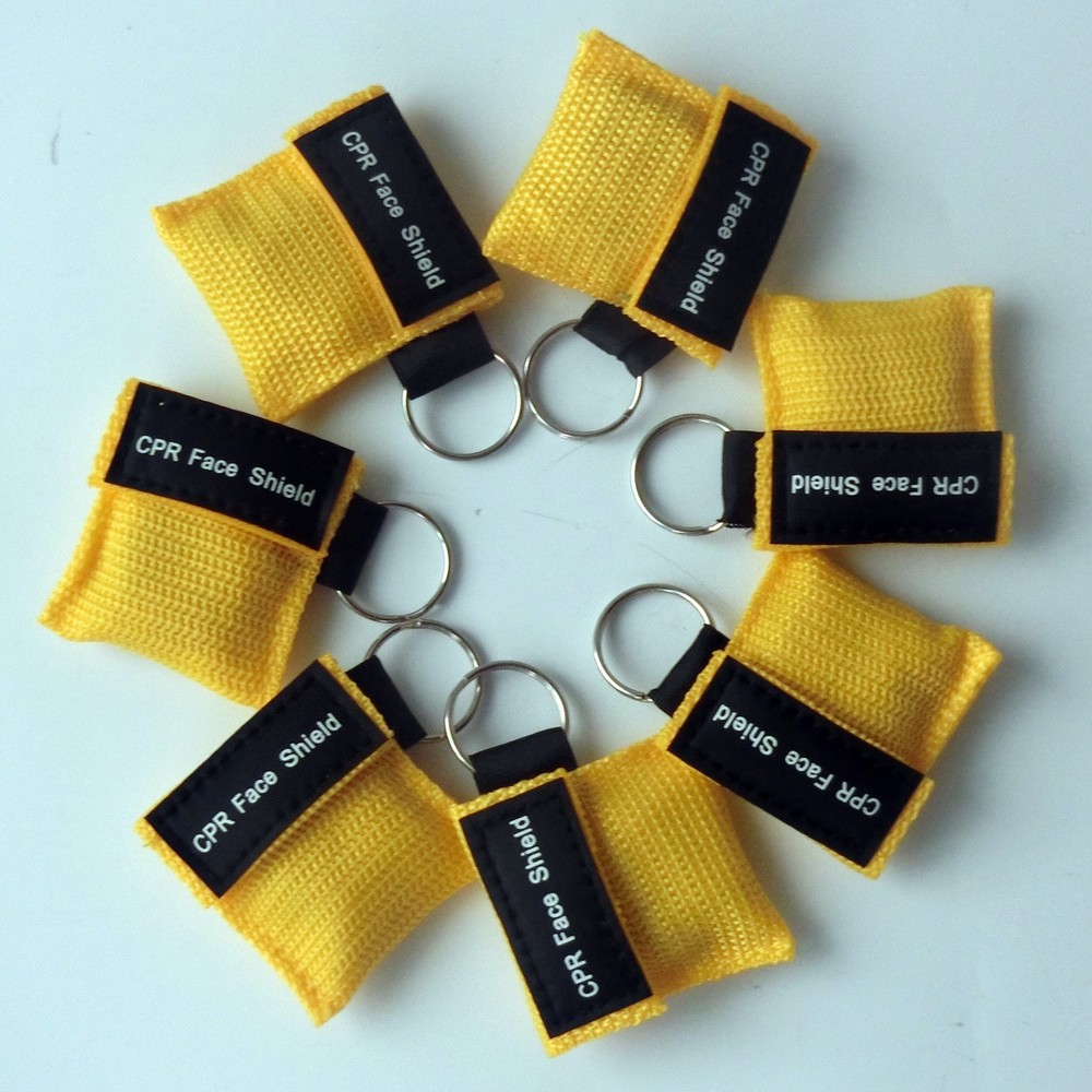 100pcs Mix 5 Colors CPR Keychain Pouch AED First Aid Training CPR Face shield